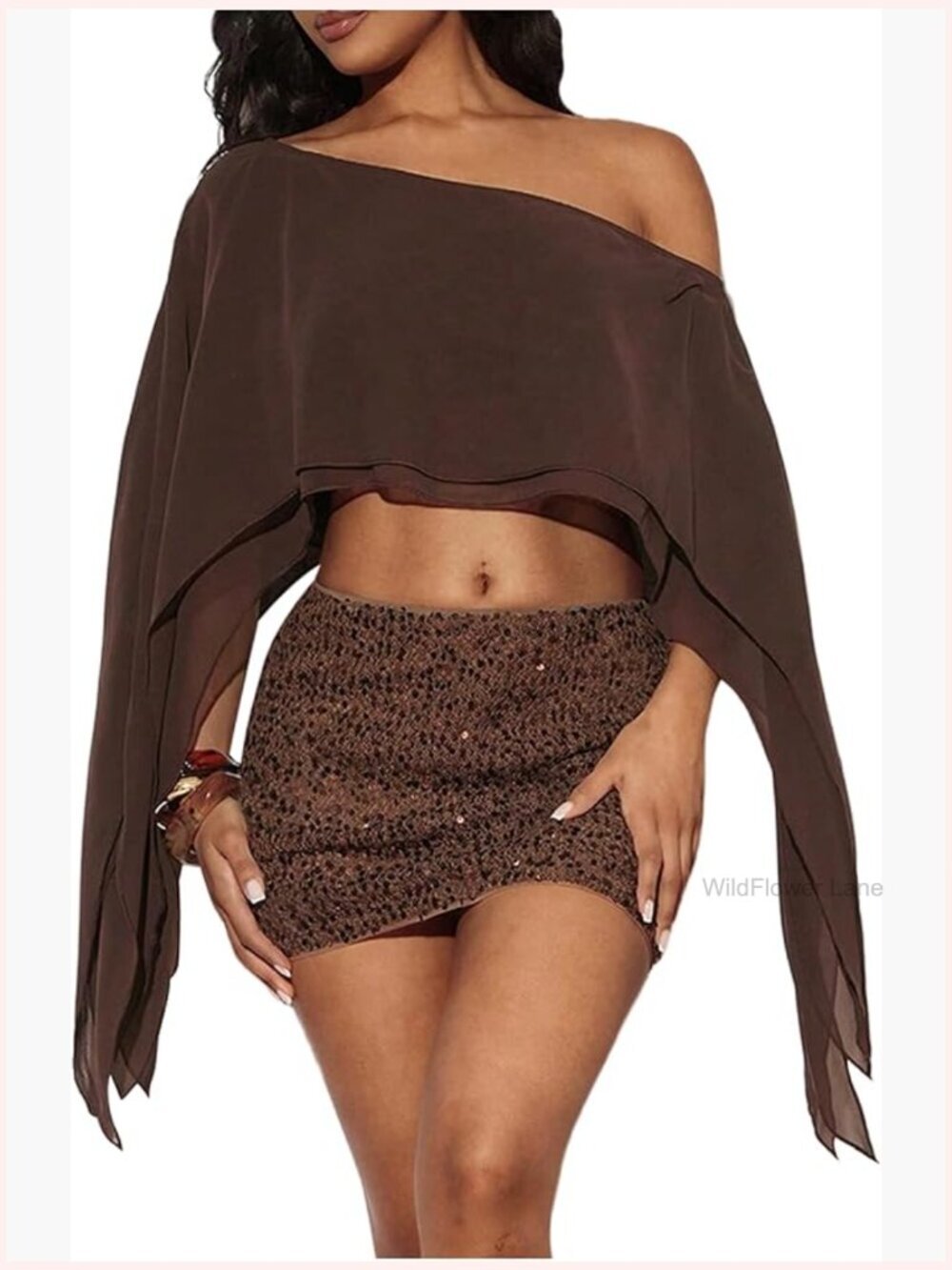 Sheer Poncho Top Mesh Shawl Off Shoulder Flowy Cover Up Long Sleeve Blouse